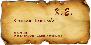 Kremser Euniké névjegykártya
